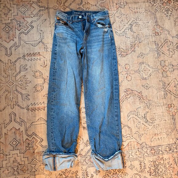American Eagle Wide Leg Cuffed Denim - 000 Regular - Picture 1 of 3